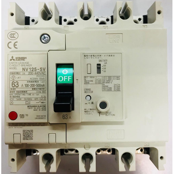 三菱NV250SV 175A 4P ELCB水總(36KA)100/200/500mA可調< MCCB / ELCB