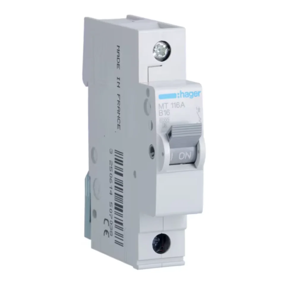 Hager 16A Single Pole 6kA B Curve MCB (MTN116